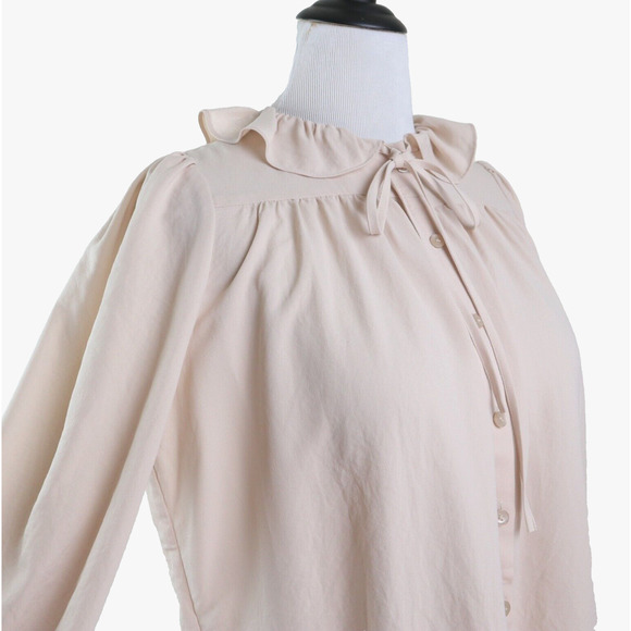 NWT ASOS US 8 Ruffle Tie Neck Blouse Long Sleeve Cream - Picture 6 of 9